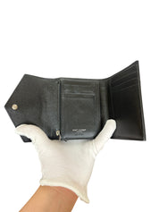 Saint Laurent Cassandre Matelassé Black Croc Embossed Wallet