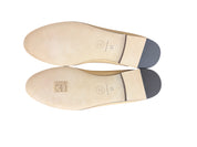 Chanel Beige and Black Lambskin Cap Toe CC Ballerina Flats