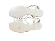 Chanel White Lambskin Crystal CC Sandals