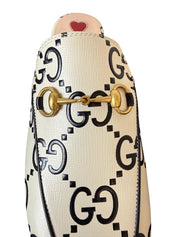 Gucci Princetown Mule Loafers GG with Gold Horsebit and Heart Detail