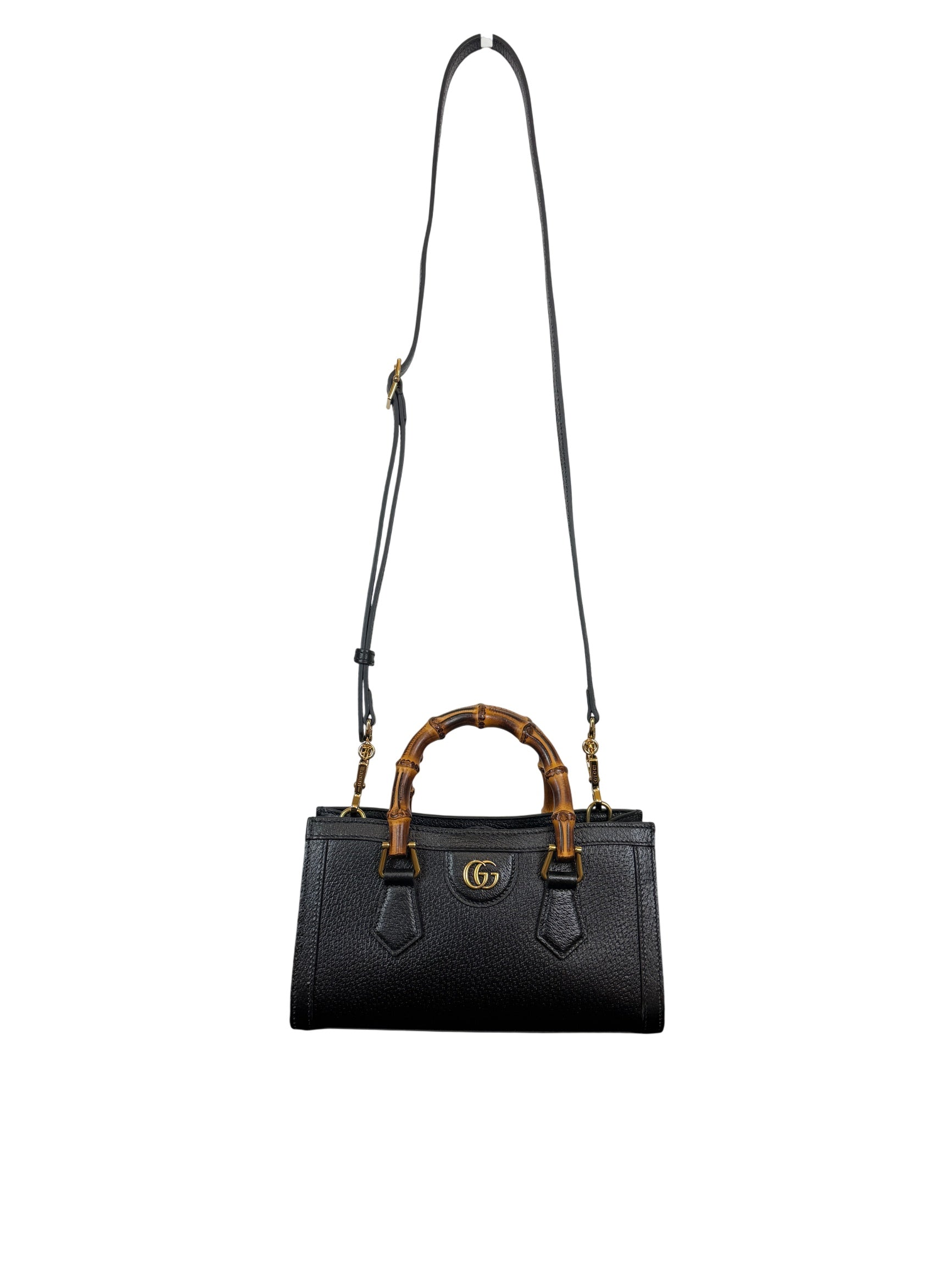 Gucci Diana East West Black Leather and Bamboo Handle Tote Bag