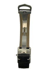 Cartier Tank Must Black Leather Strap Roman Numeral Watch Silver White Dial
