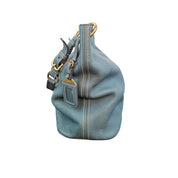 Prada Vitello Daino Hobo Bag Blue Leather Gold Hardware