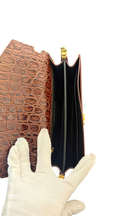 Saint Laurent Crocodile-Embossed Kate Chain Clutch