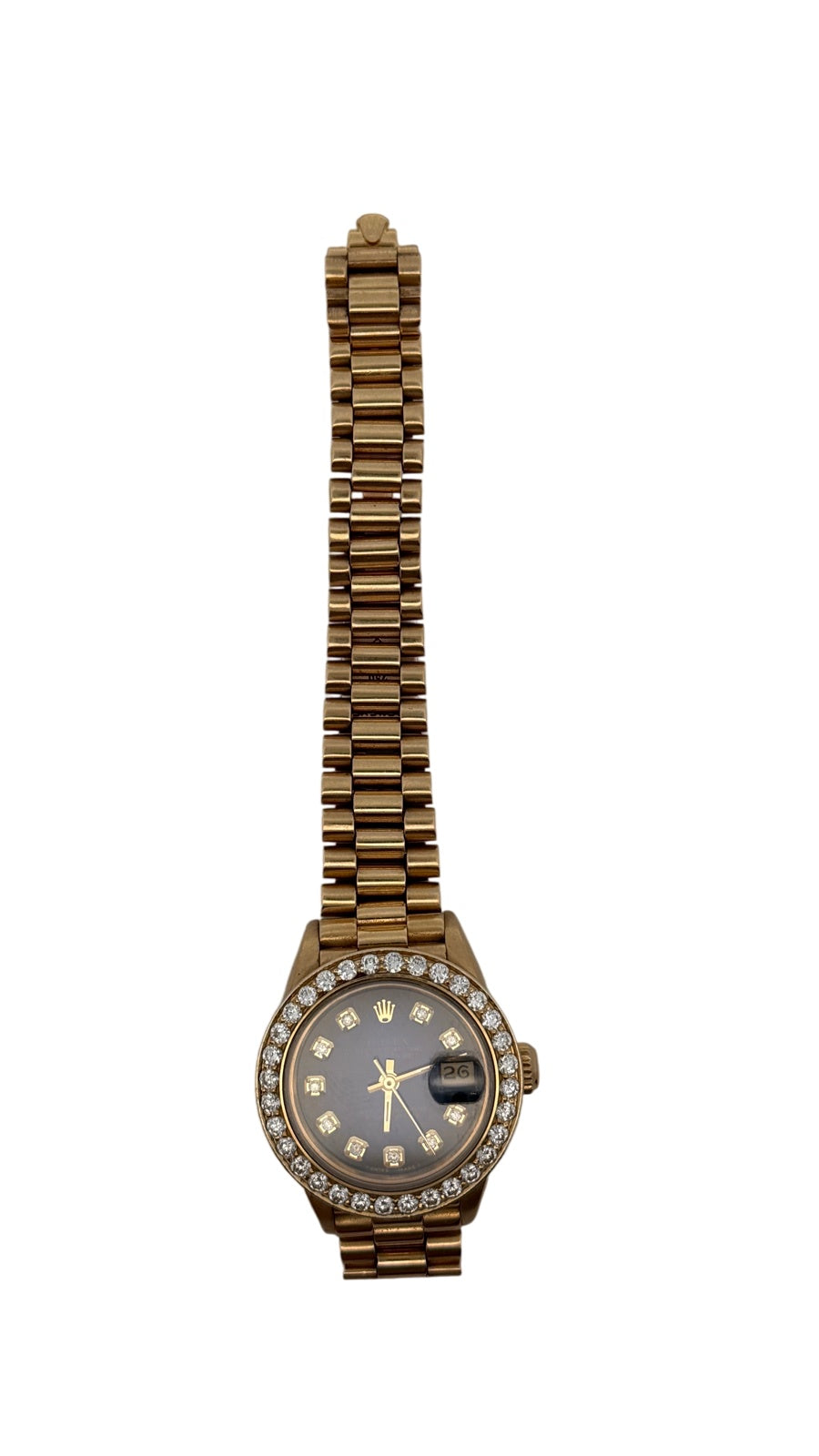 Rolex Oyster Perpetual Datejust 26MM 18K Diamond Bezel Watch