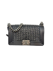 Chanel Boy Bag Medium Black Braided
