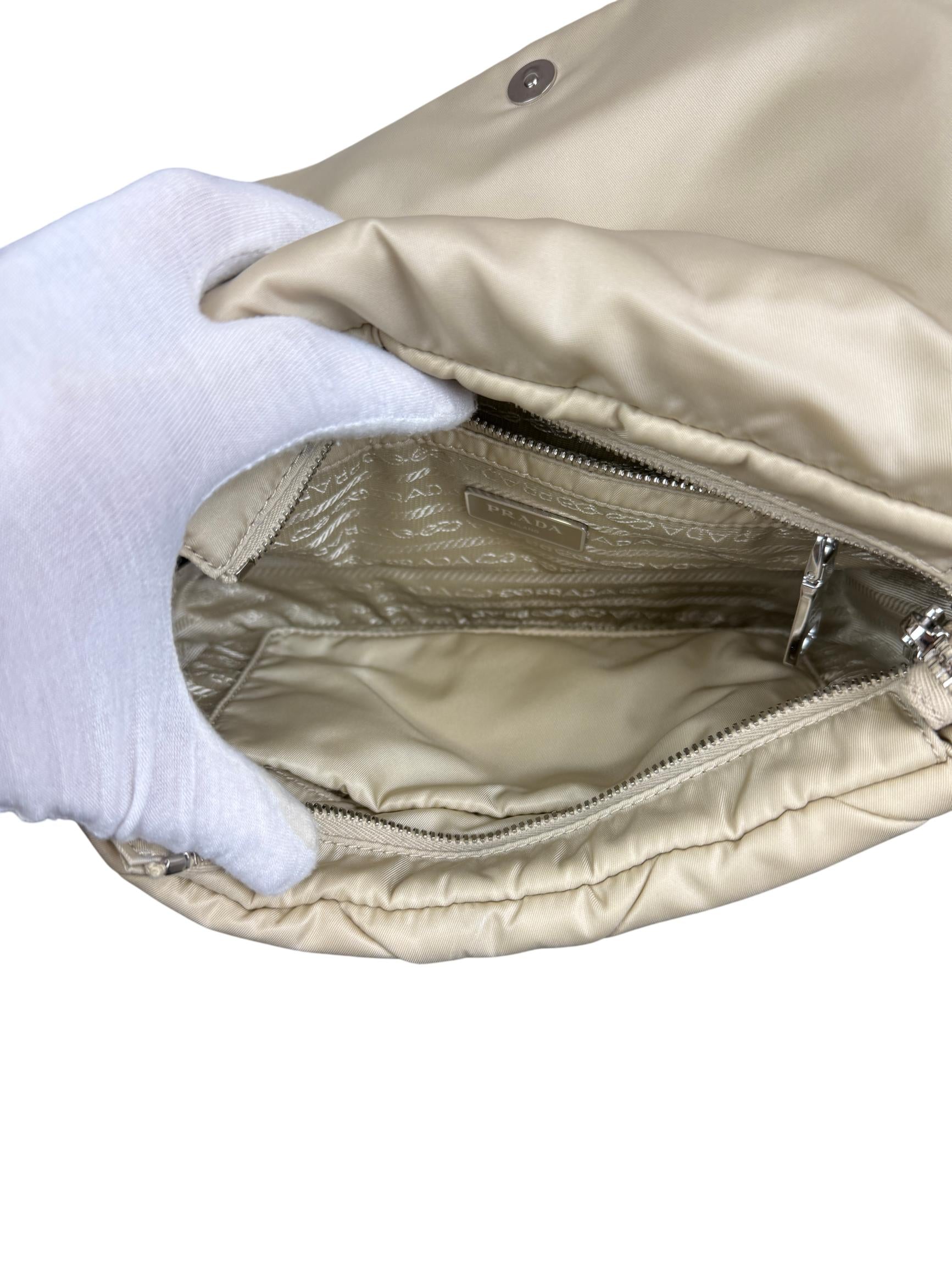Prada Desert Beige Padded Re-Nylon Flap Shoulder Bag