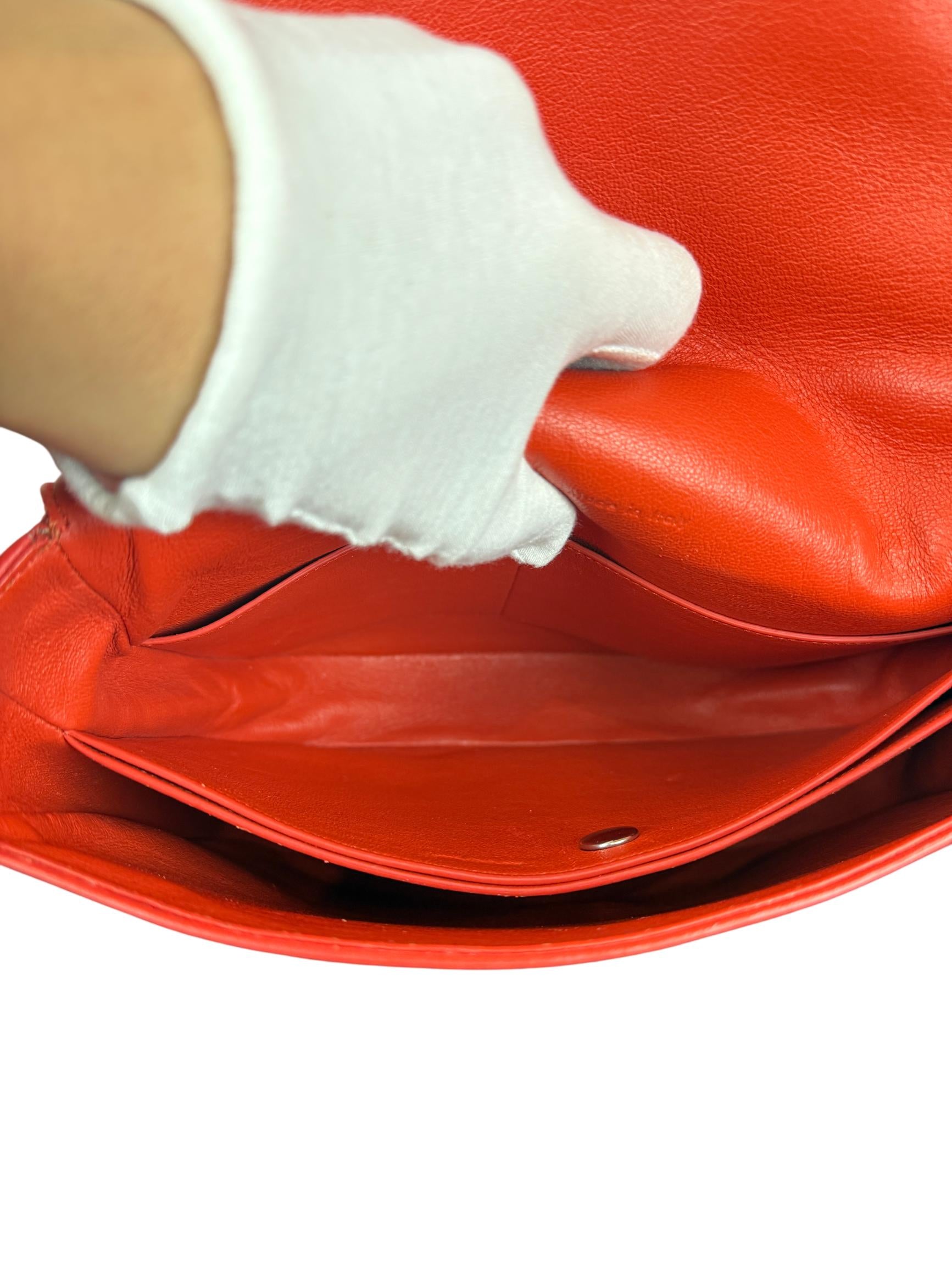 Celine Trotteur Messenger Bag Orange Grained Calfskin Leather