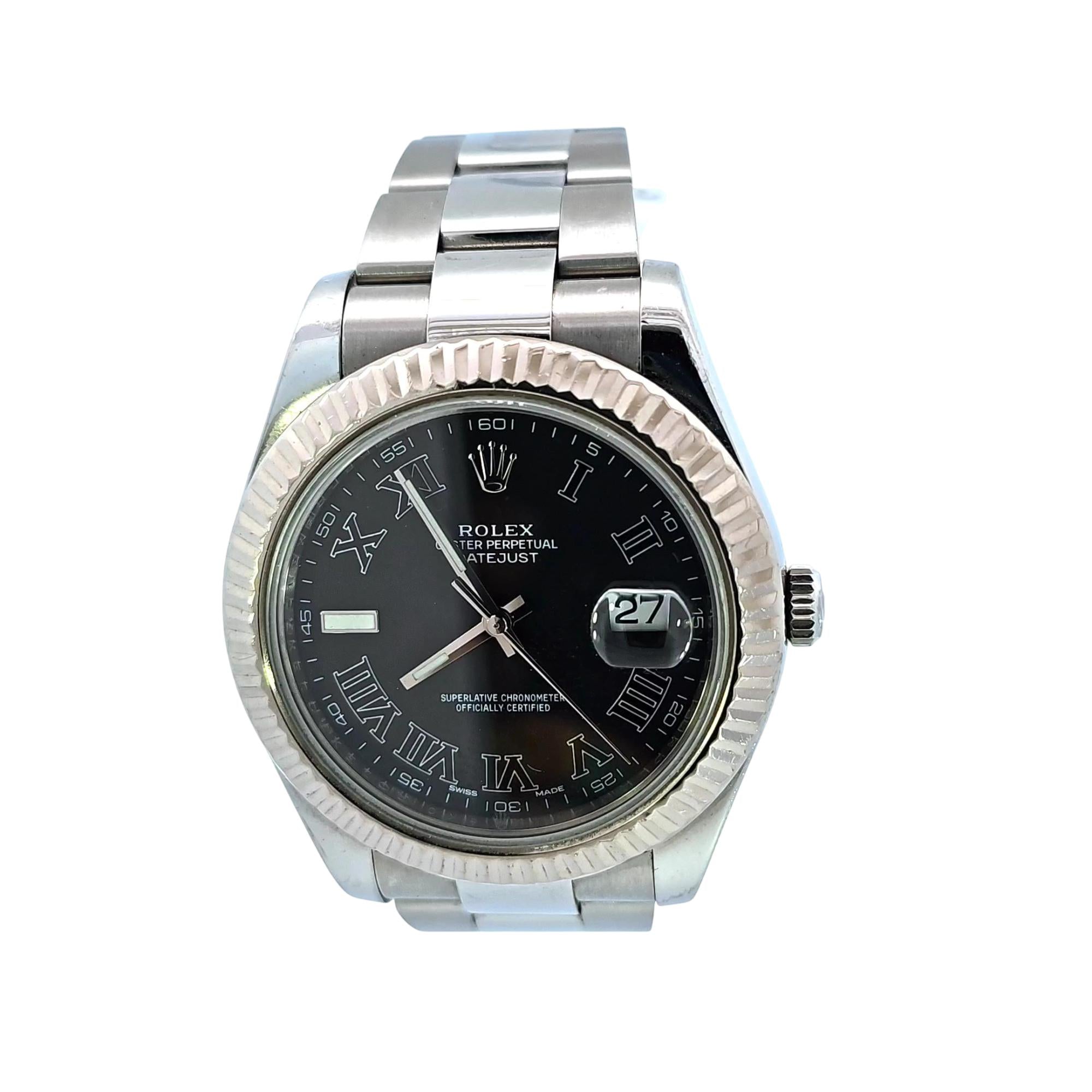 Rolex Oyster Perpetual Datejust II 41mm SS 2009-2016 Gray Roman Dial 116334