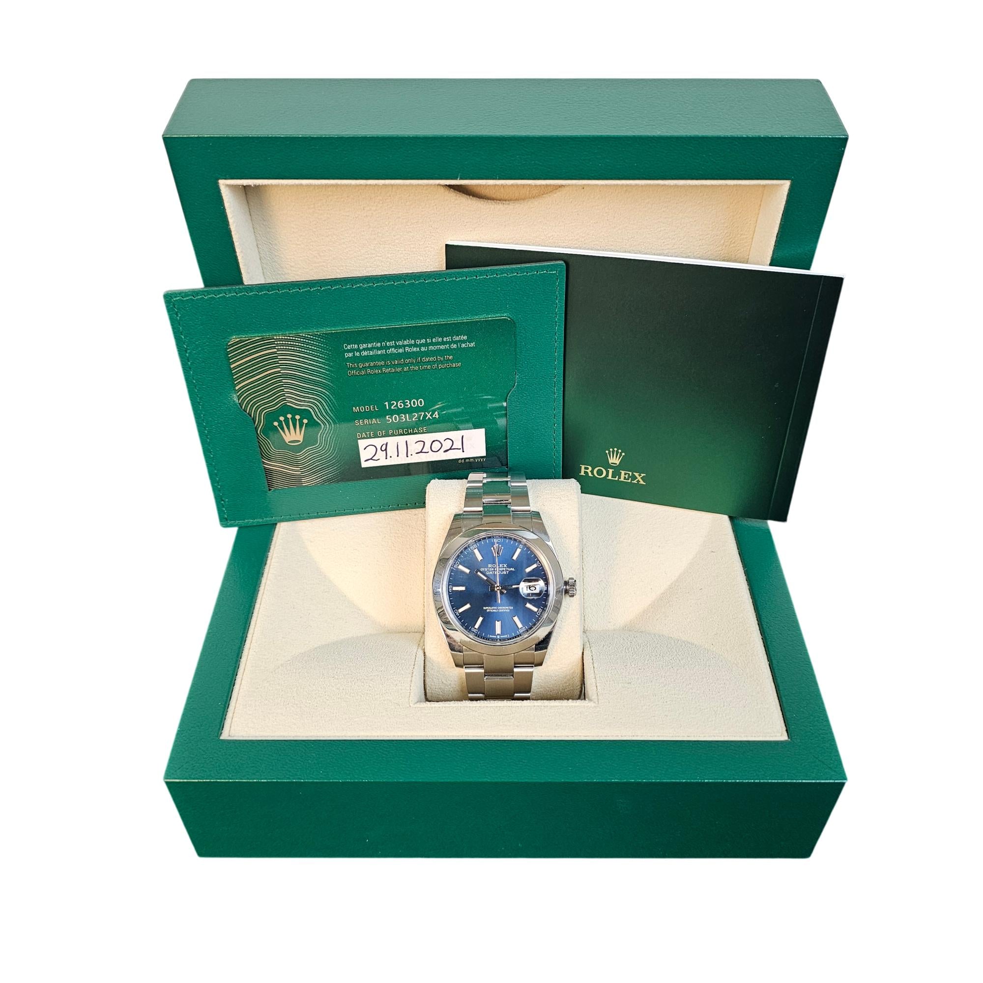 Rolex Oyster Perpetual Datejust 41mm SS 2021 Navy Dial 126300