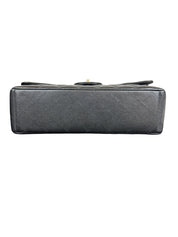 Chanel Classic Double Flap Jumbo Black Quilted Caviar Silver Hardware