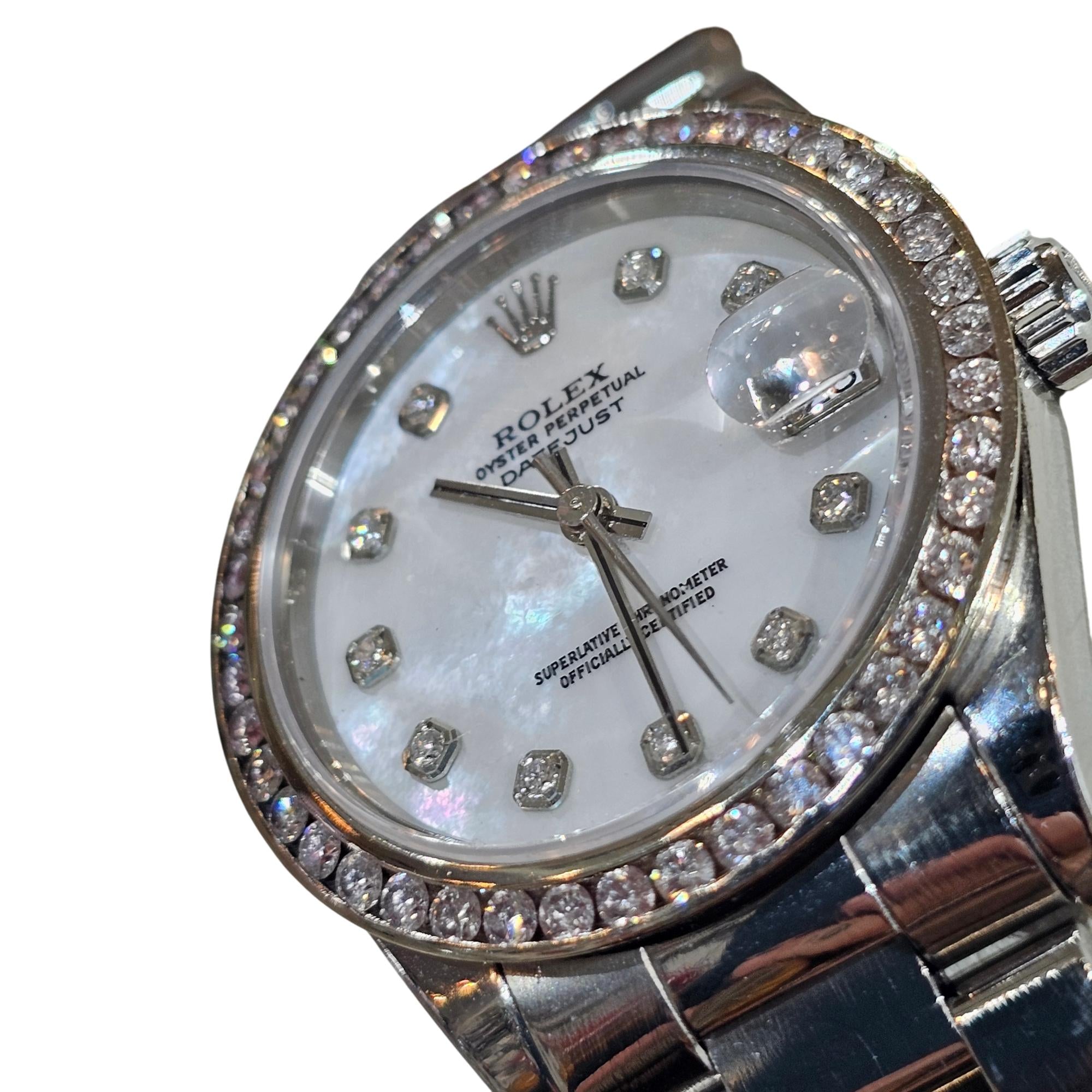 Rolex Oyster Perpetual Datejust 31mm 2000 SS Pearl Diamond Dial & Diamond Bezel 78240