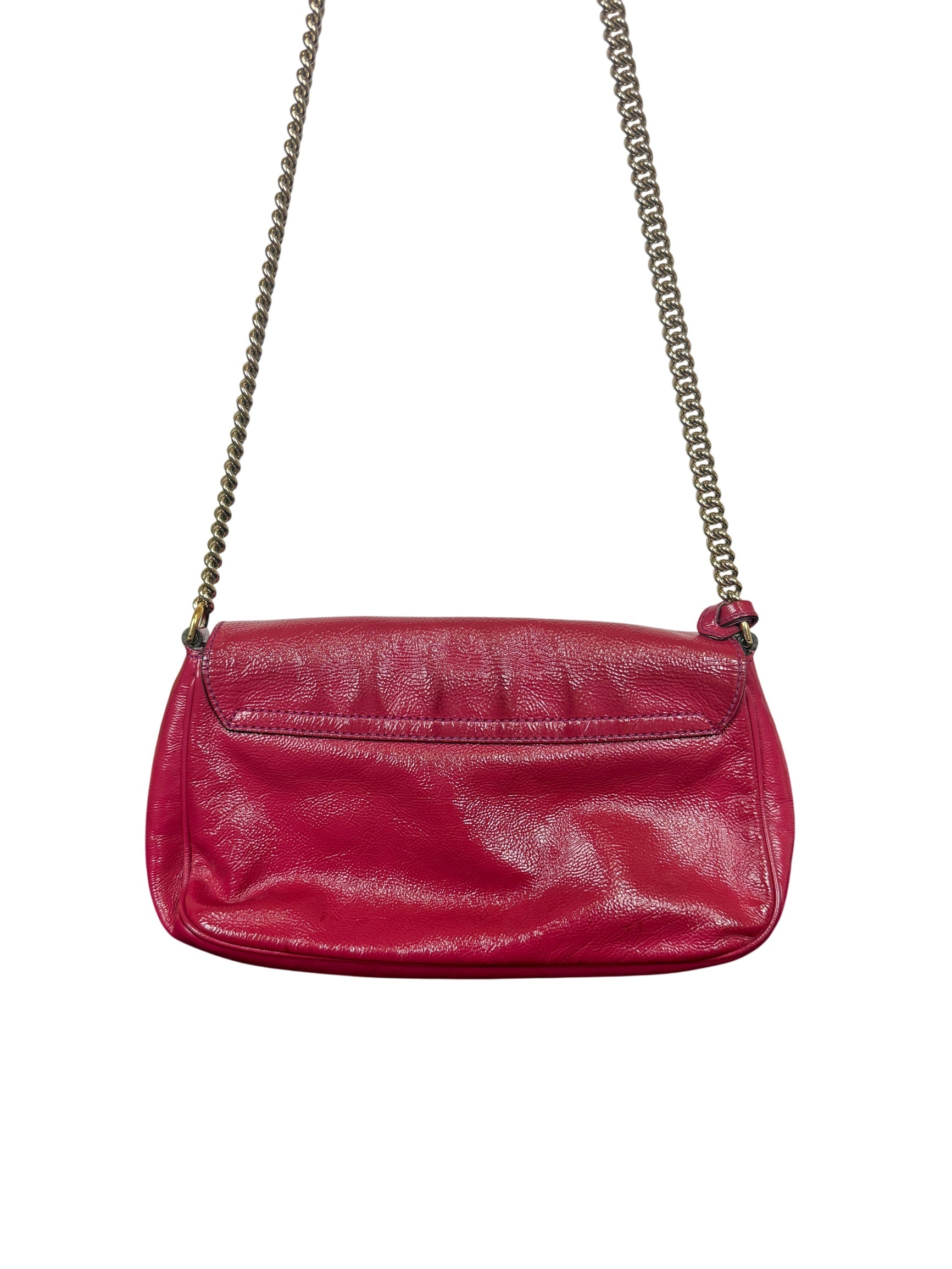 Gucci Soho Raspberry Leather Chain Flap Shoulder Bag