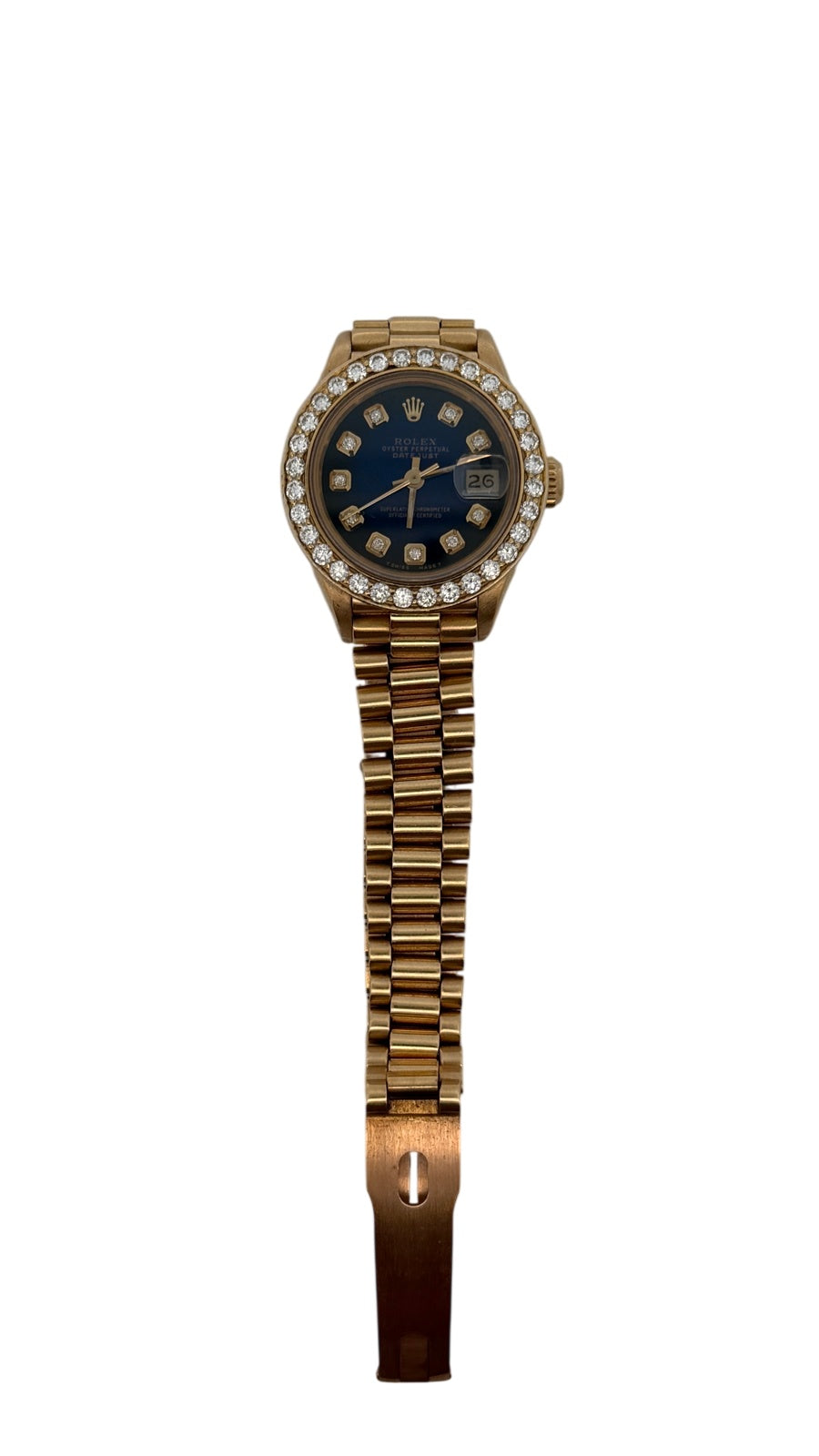 Rolex Oyster Perpetual Datejust 26MM 18K Diamond Bezel Watch