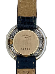 Lucien Piccard Black Crocodile-Embossed Genuine Leather Watch Strap with Gold Buckle C6062 27mm