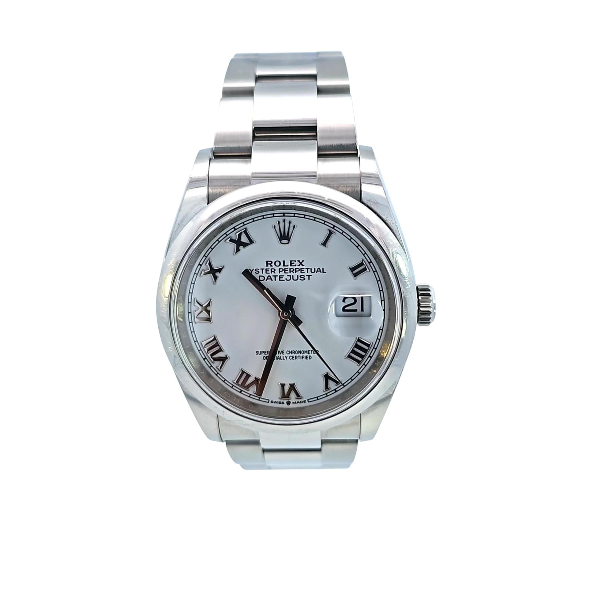 Rolex Oyster Perpetual Datejust 36mm SS 2020 White Roman Dial 116200