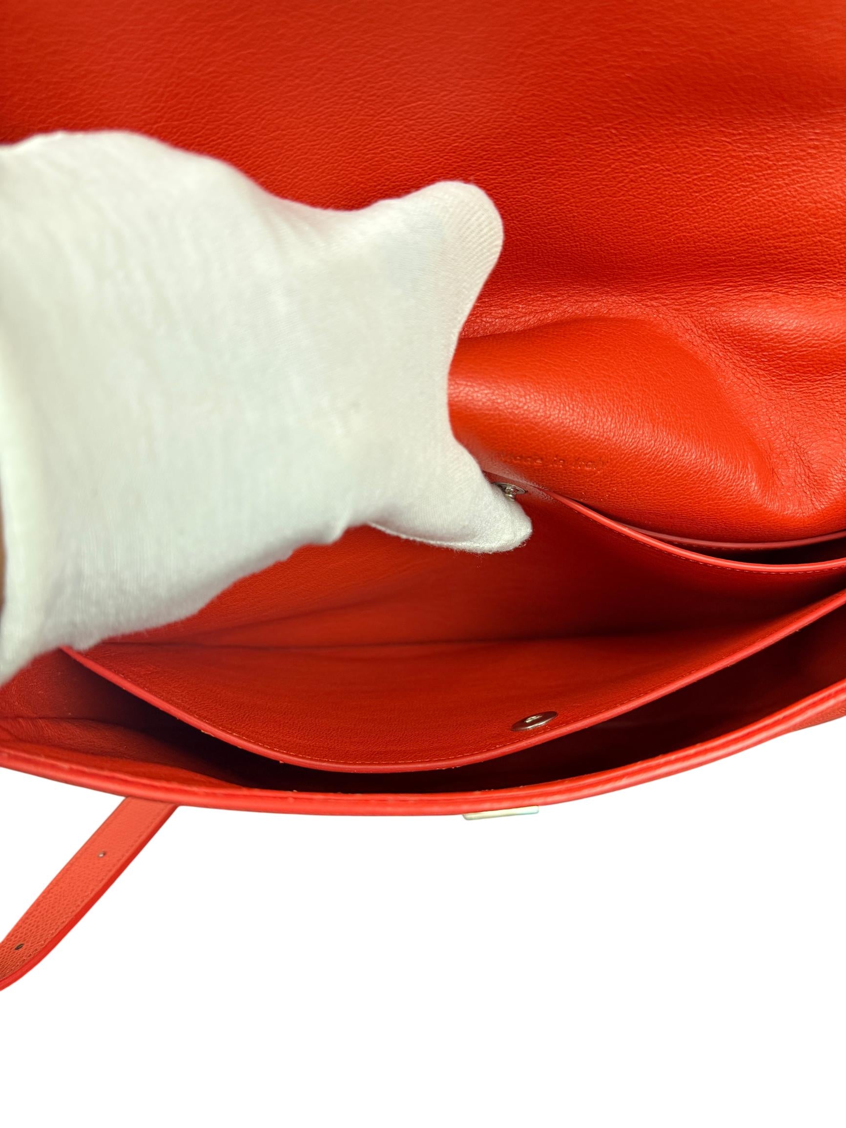 Celine Trotteur Messenger Bag Orange Grained Calfskin Leather