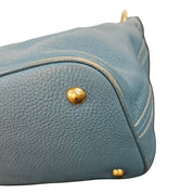 Prada Vitello Daino Hobo Bag Blue Leather Gold Hardware
