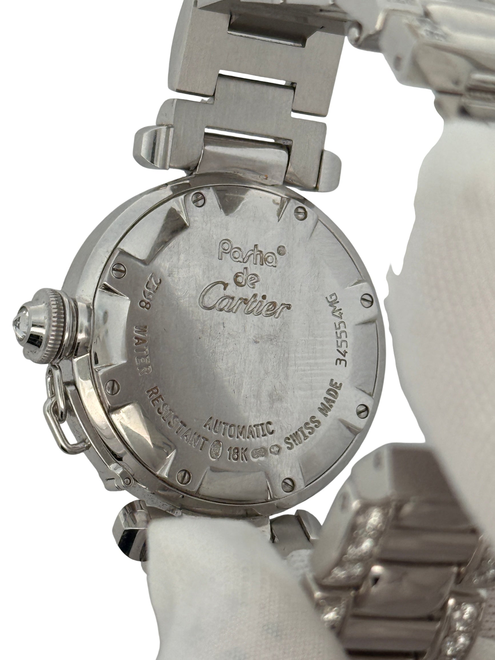 Cartier Pasha 32mm 18K White Gold Watch with Diamond Bezel 2398