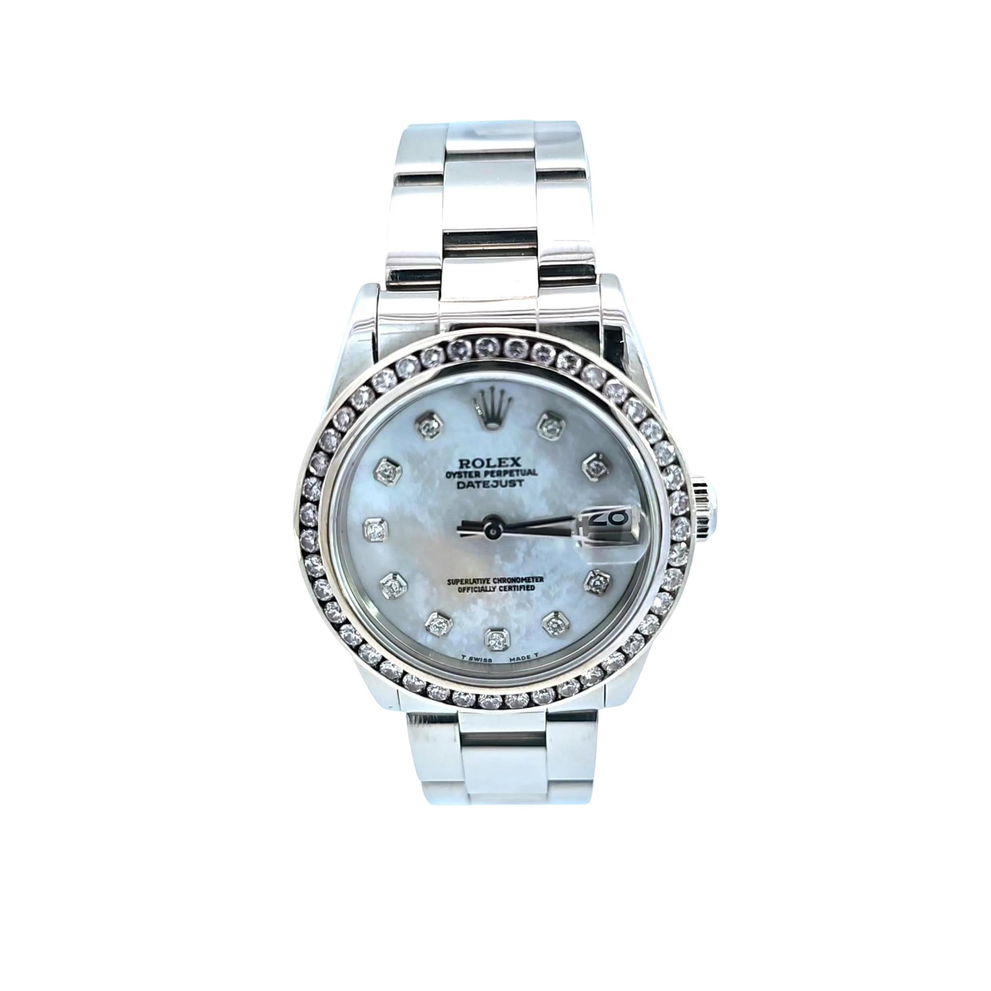 Rolex Oyster Perpetual Datejust 31mm 2000 SS Pearl Diamond Dial & Diamond Bezel 78240