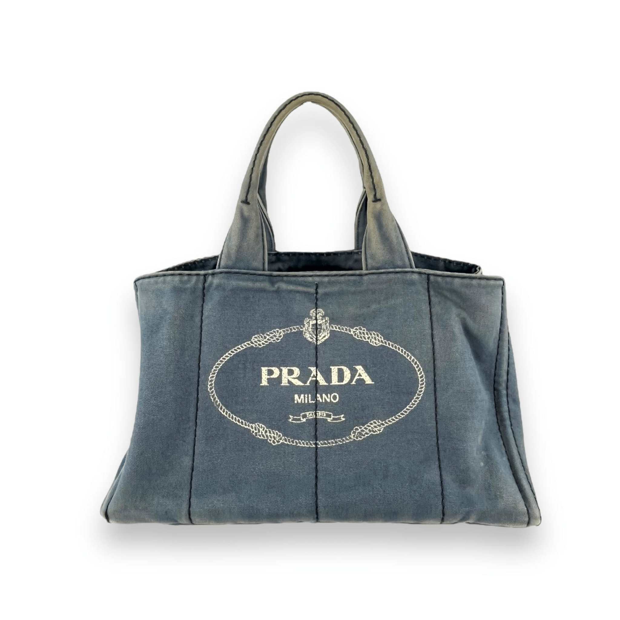 Prada Canapa Large Denim Tote