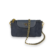 Prada Navy Nylon And Saffiano Crossbody