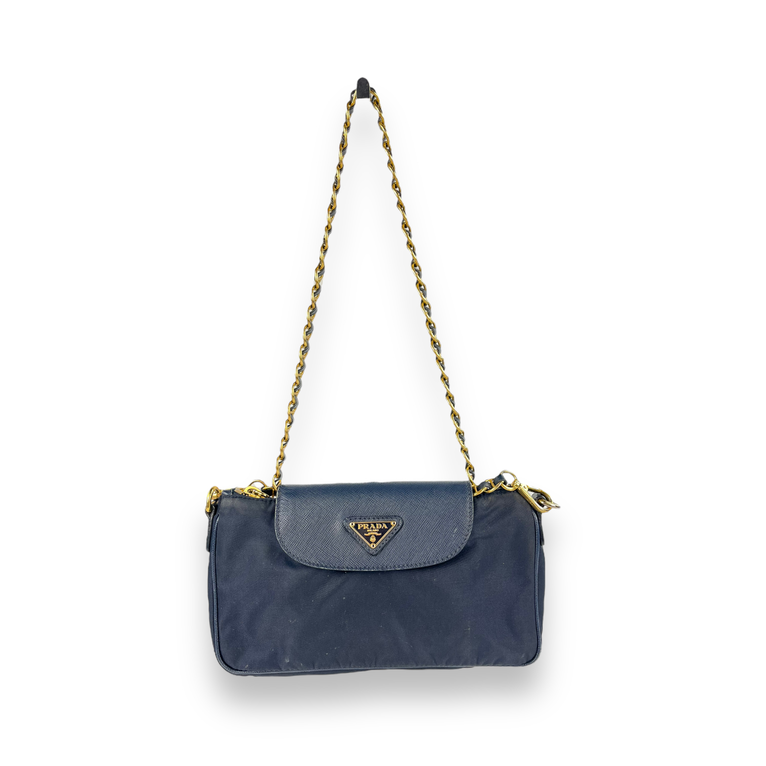 Prada Navy Nylon And Saffiano Crossbody