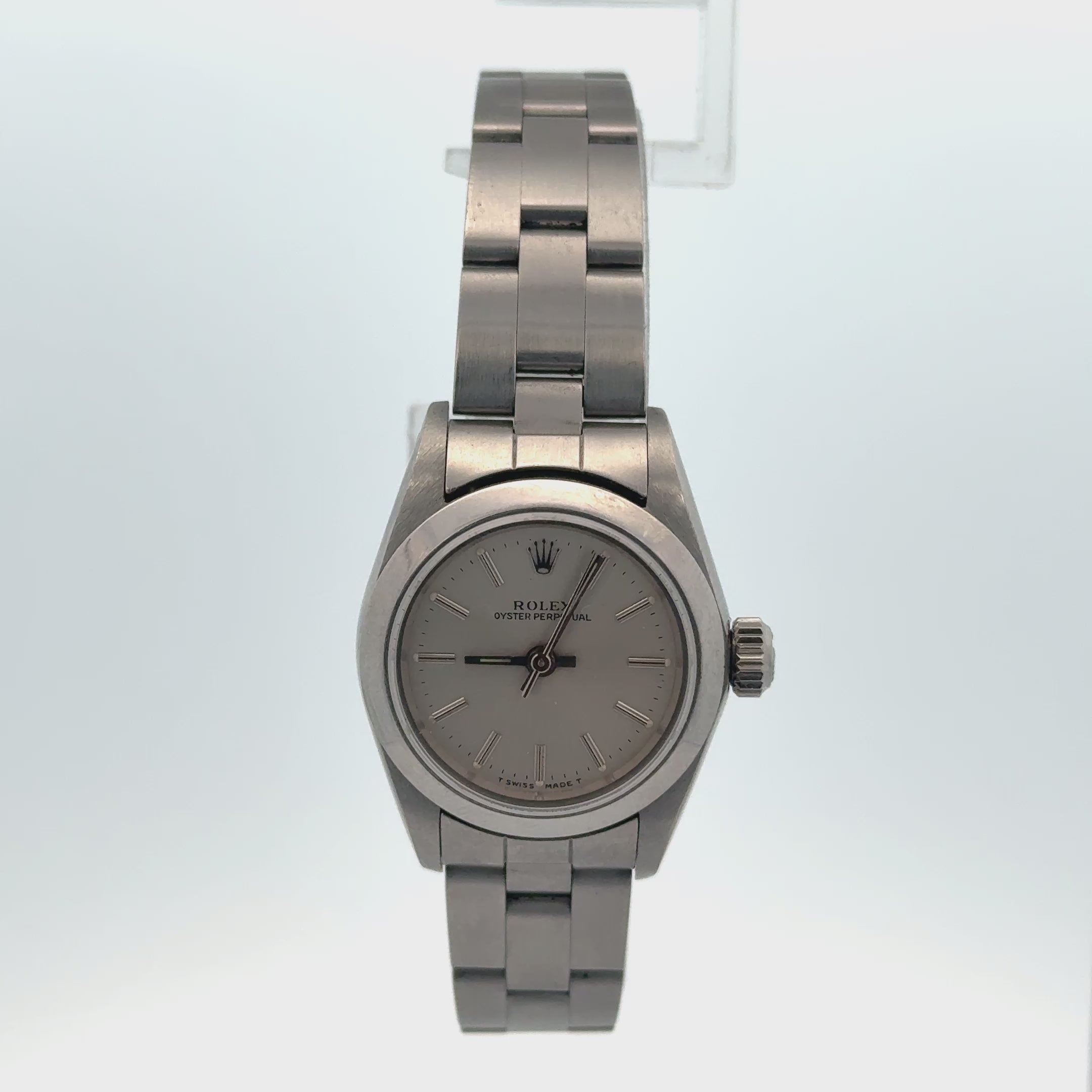 Rolex Oyster Perpetual Ladies Watch Stainless Steel Silver Dial 76080