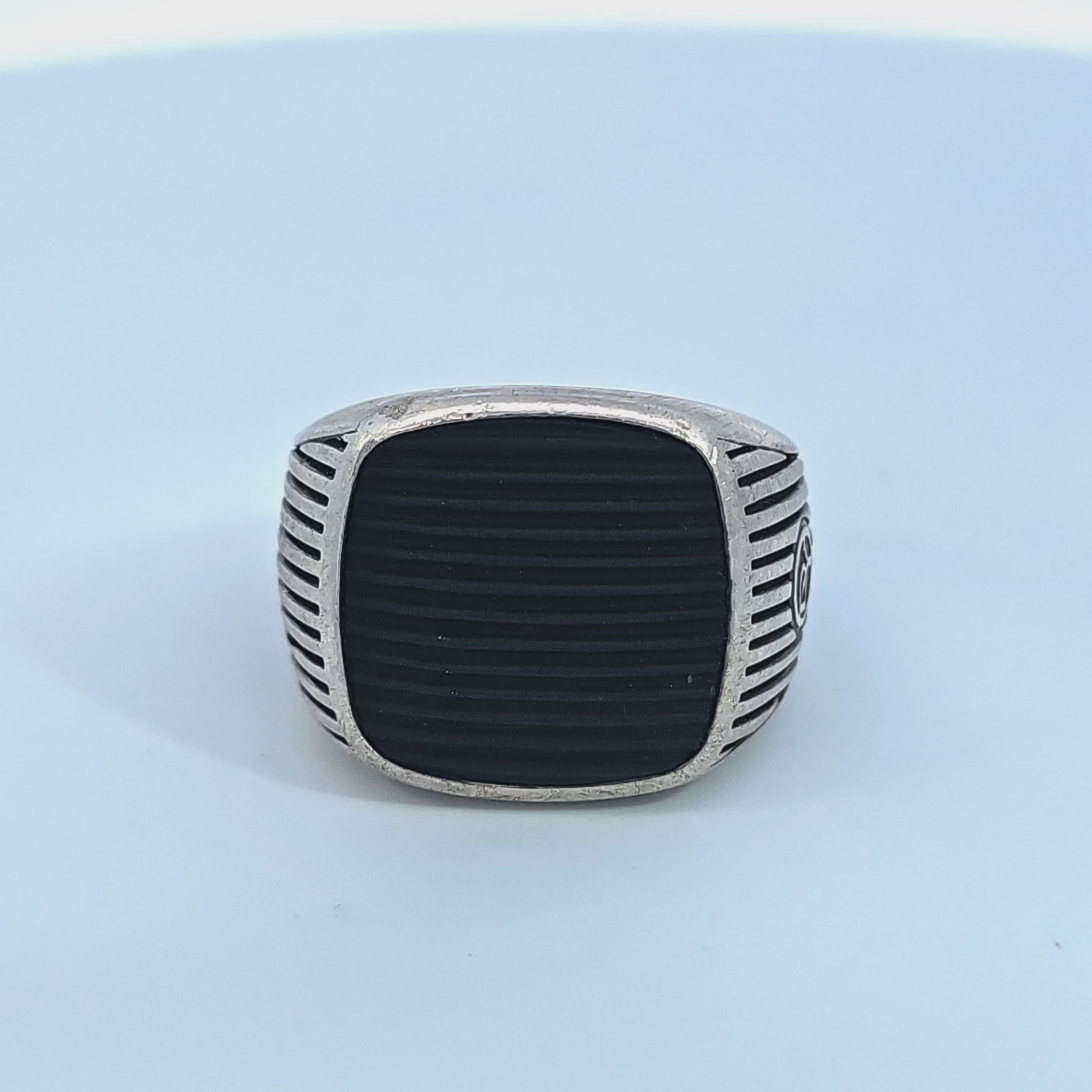 David Yurman Royal Cord Sterling Silver Onyx Signet Ring