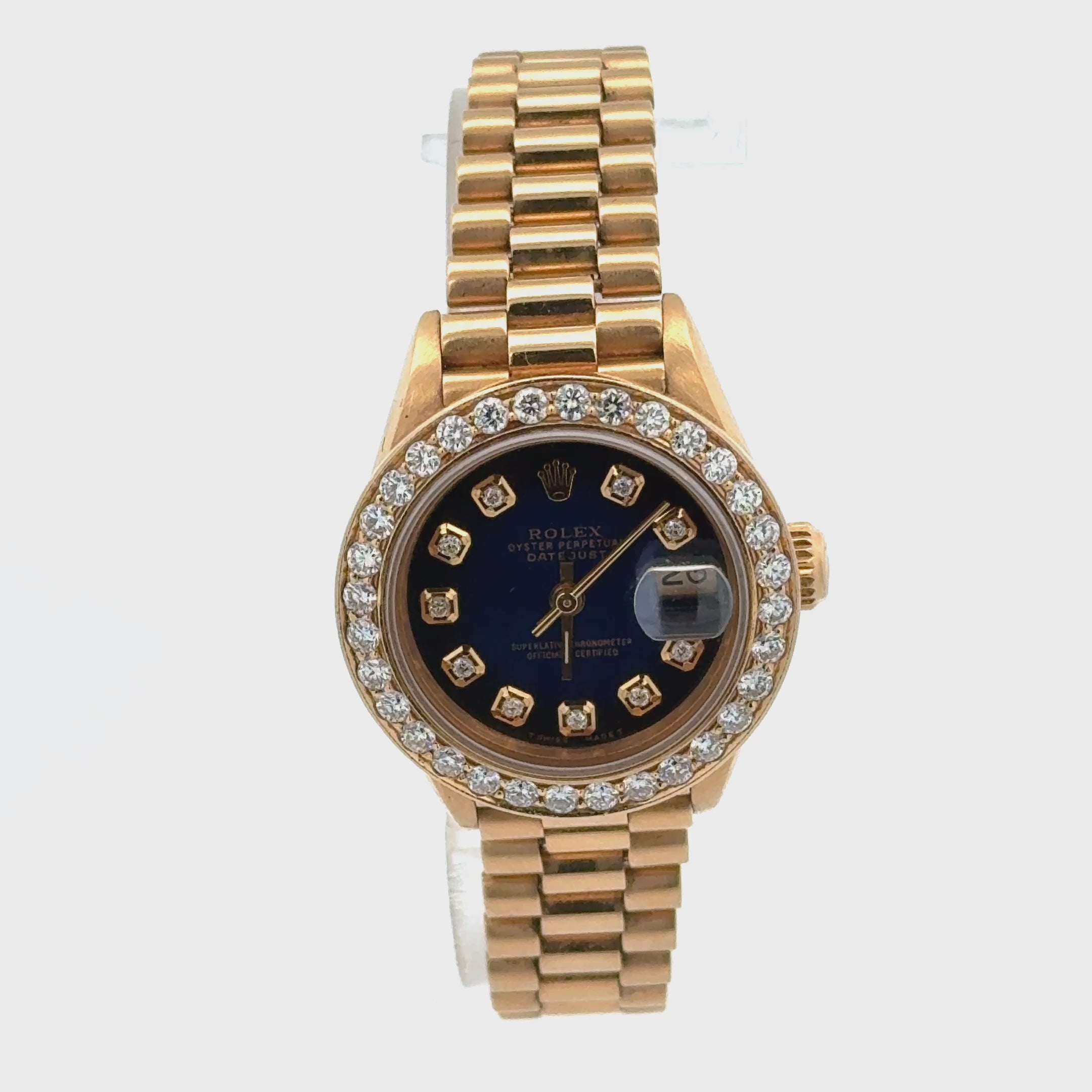 Rolex Oyster Perpetual Datejust 26MM 18K Diamond Bezel Watch