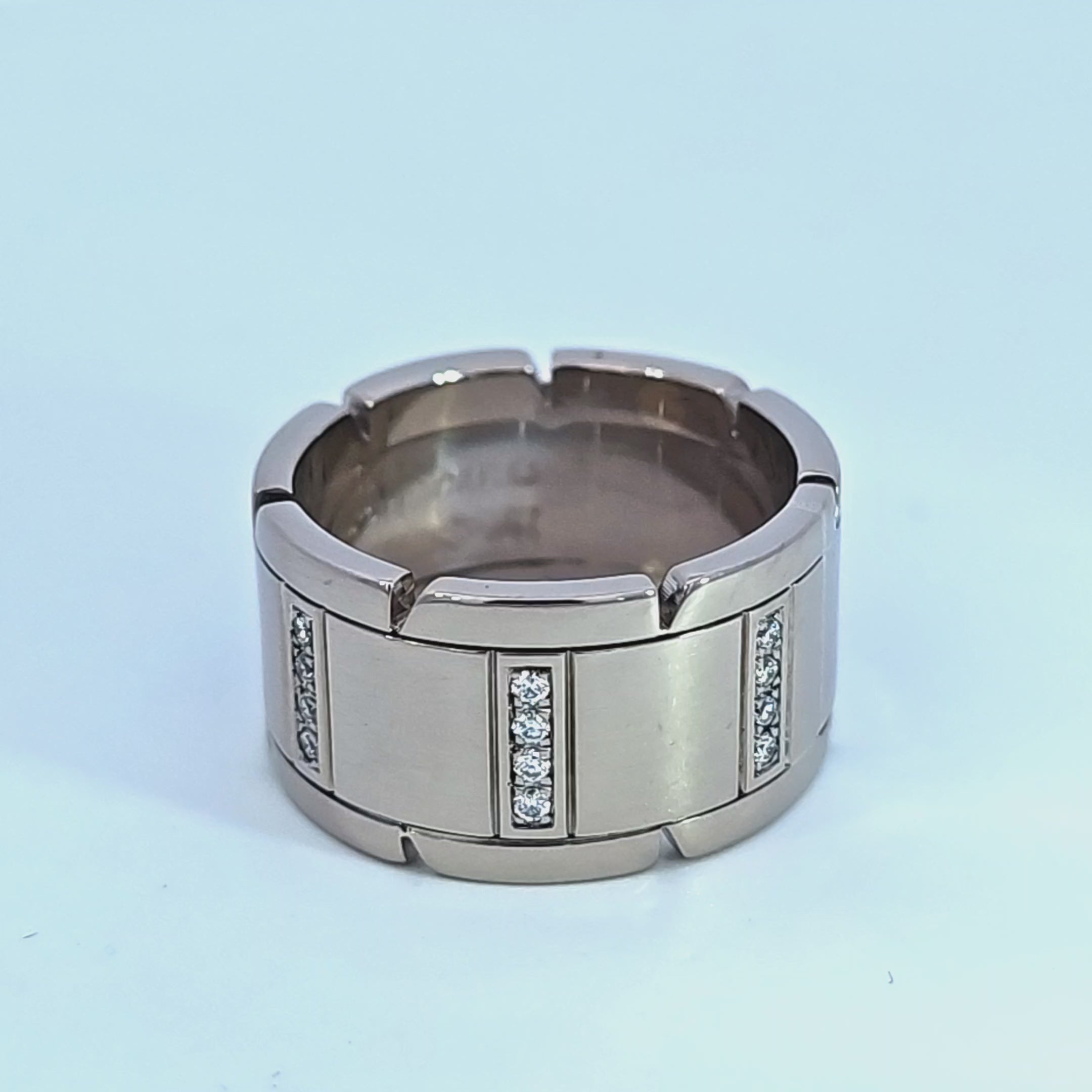 Cartier Tank Française 18K White Gold Diamond Band Ring, CG1668