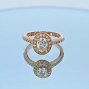 14K Yellow Gold Natural Oval Diamond Halo Engagement Ring