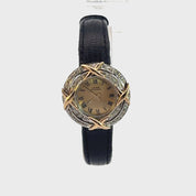 Lucien Piccard Black Crocodile-Embossed Genuine Leather Watch Strap with Gold Buckle C6062 27mm