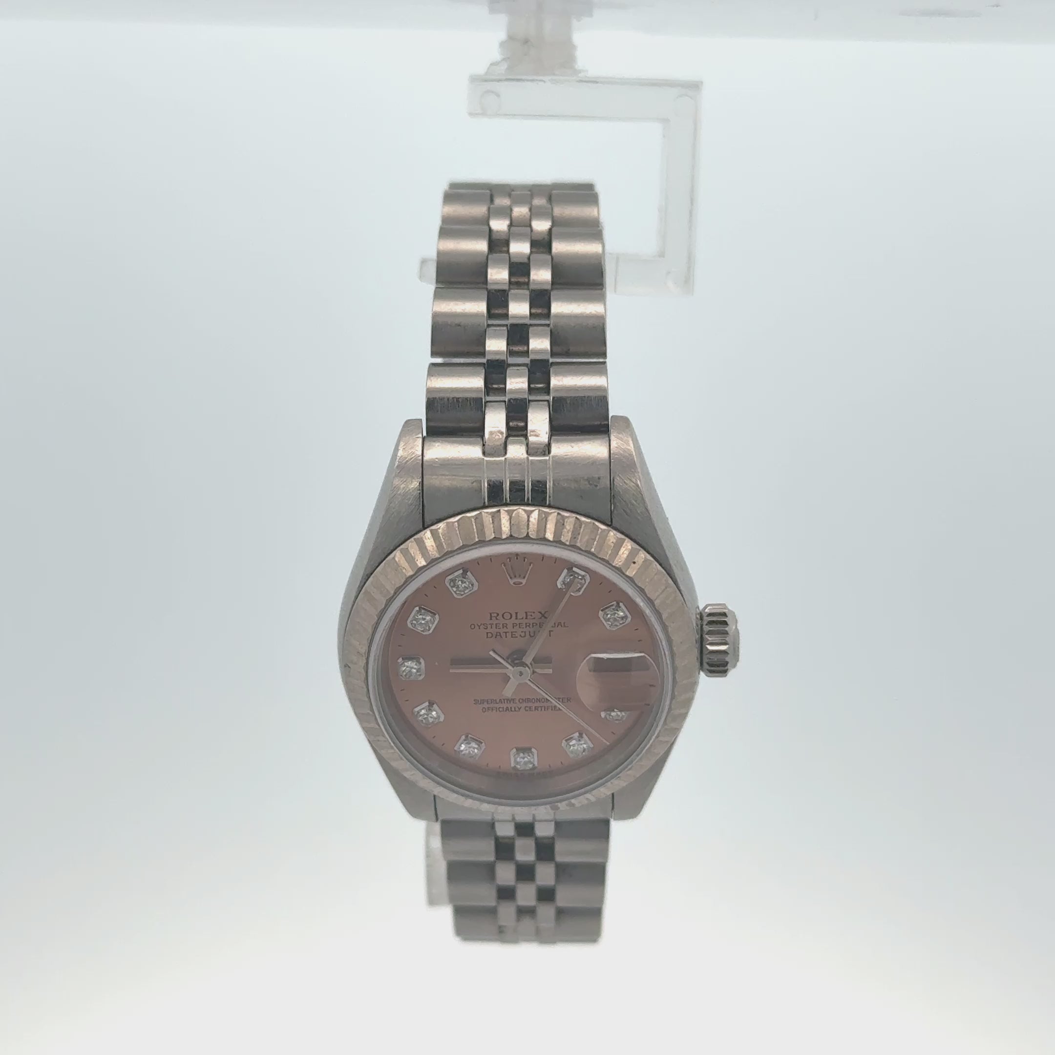Rolex Datejust Lady 26mm , Diamond Dial, Jubilee Bracelet Stainless Steel Pink Dial 69174
