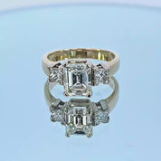 Natural Diamonds Emerald & Princess Cut 3.35tcw 14K 2-Tone Gold Ring