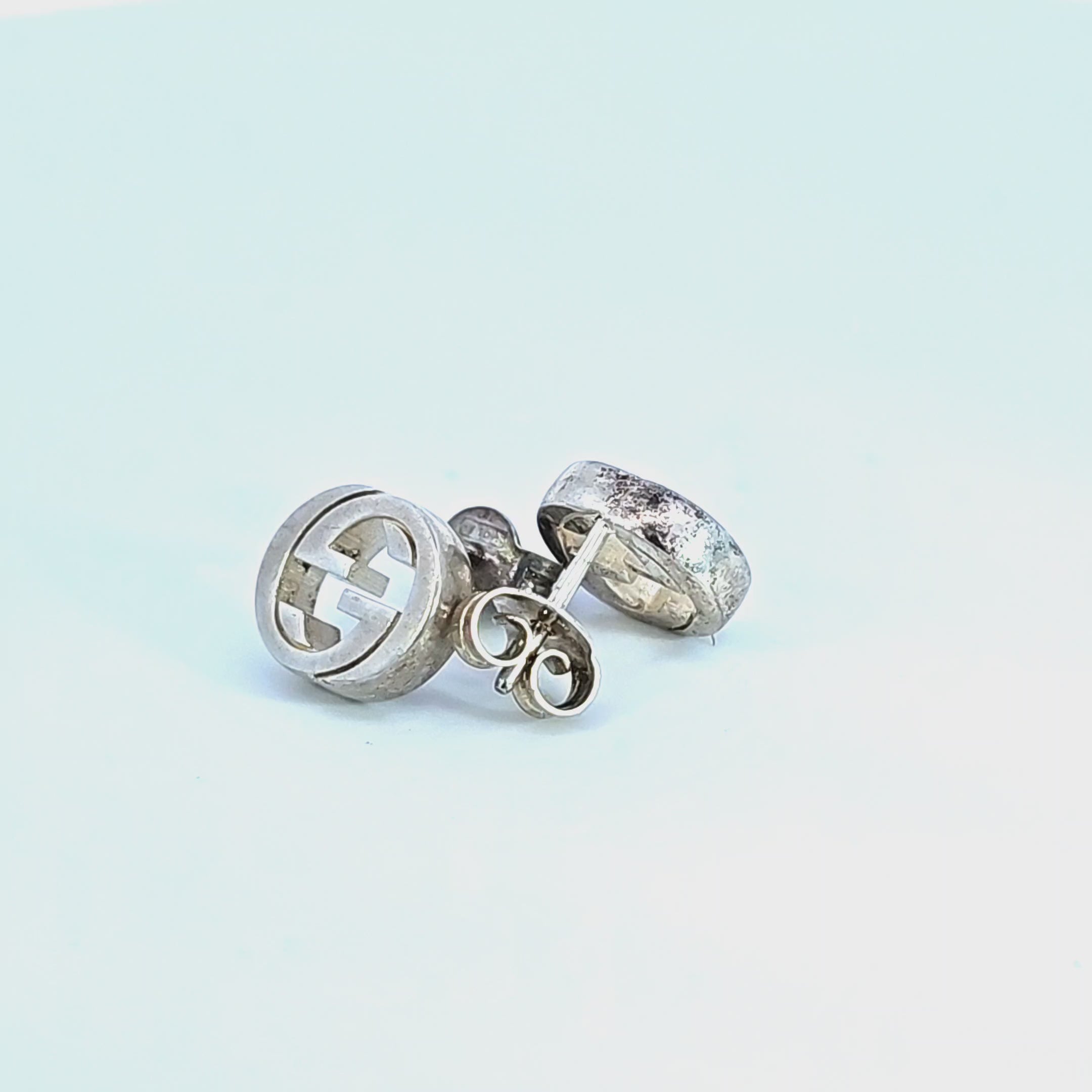 Gucci Interlocking GG Sterling Silver Stud Earrings