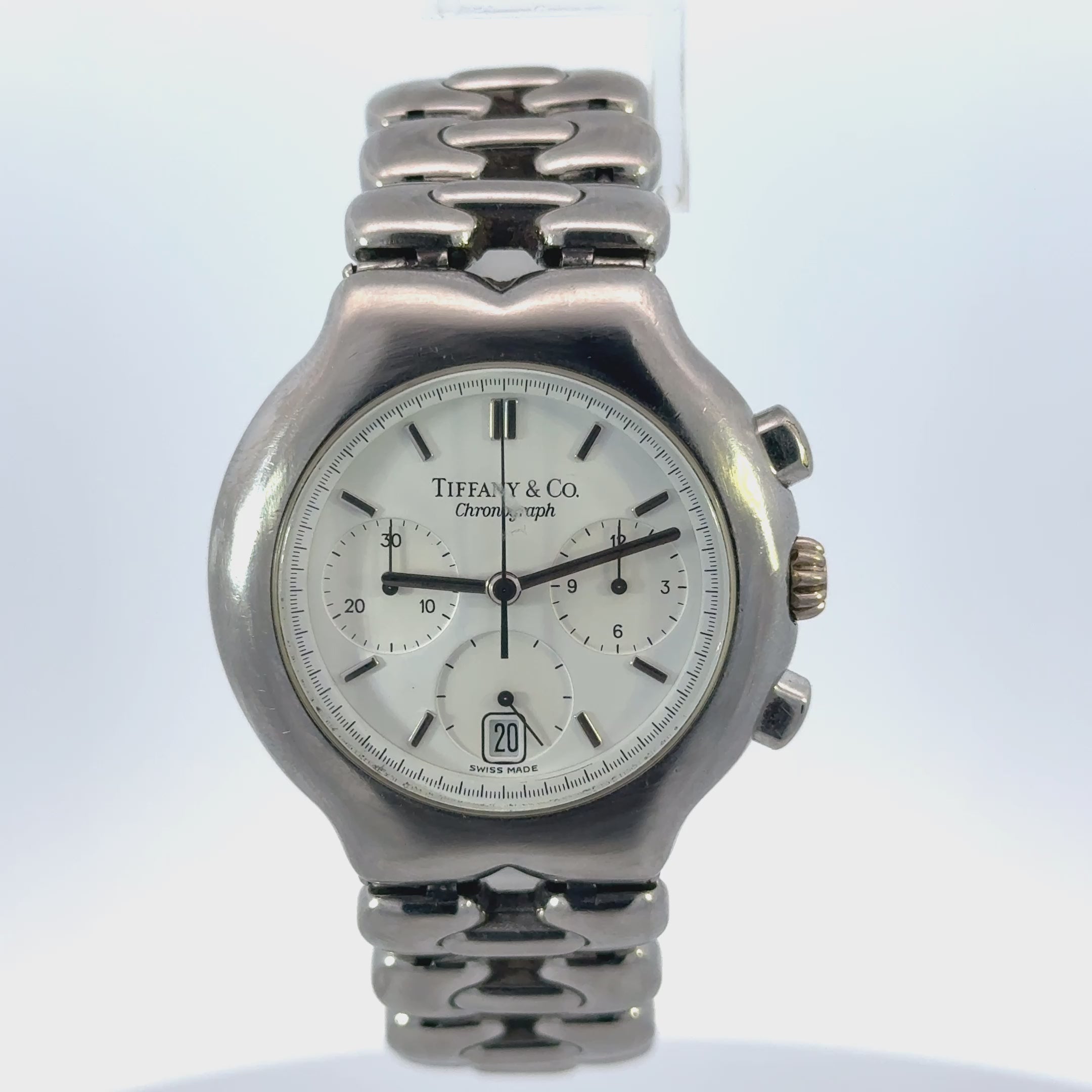 Tiffany & Co. Swiss Made Chronograph Watch Metal Silver Dial