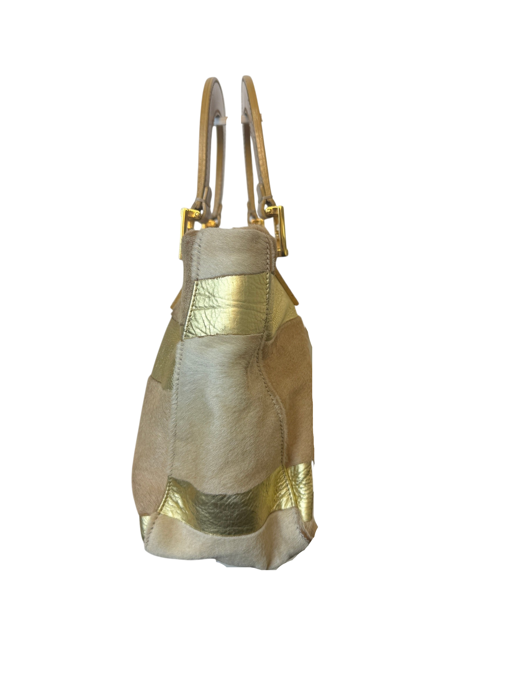 Vintage Fendi Tan Gold Ponyhair Tote