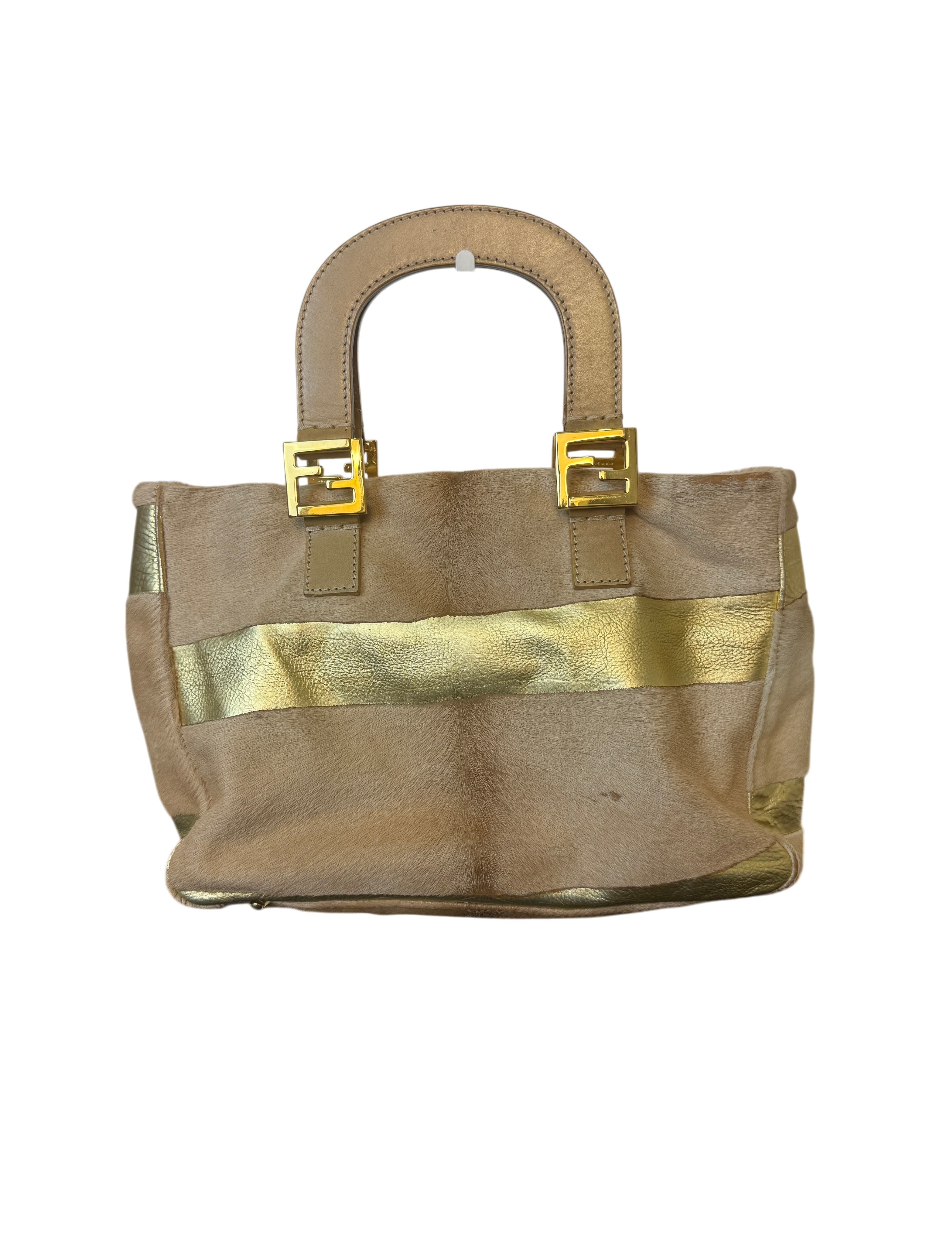 Vintage Fendi Tan Gold Ponyhair Tote