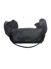 Prada Tessuto Ruffle Shoulder Bag Black Nylon