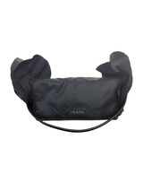 Prada Tessuto Ruffle Shoulder Bag Black Nylon