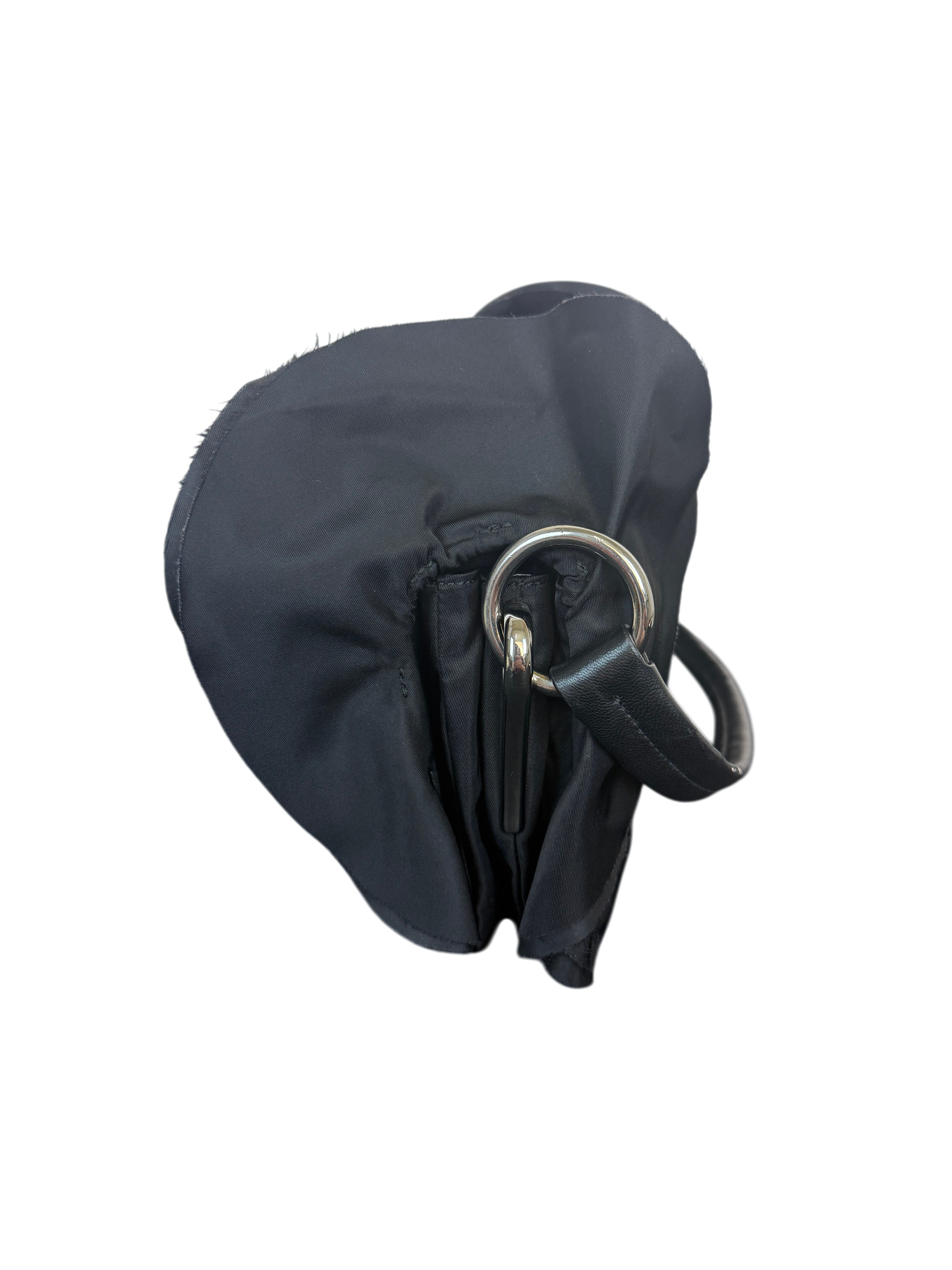 Prada Tessuto Ruffle Shoulder Bag Black Nylon