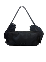 Prada Tessuto Ruffle Shoulder Bag Black Nylon