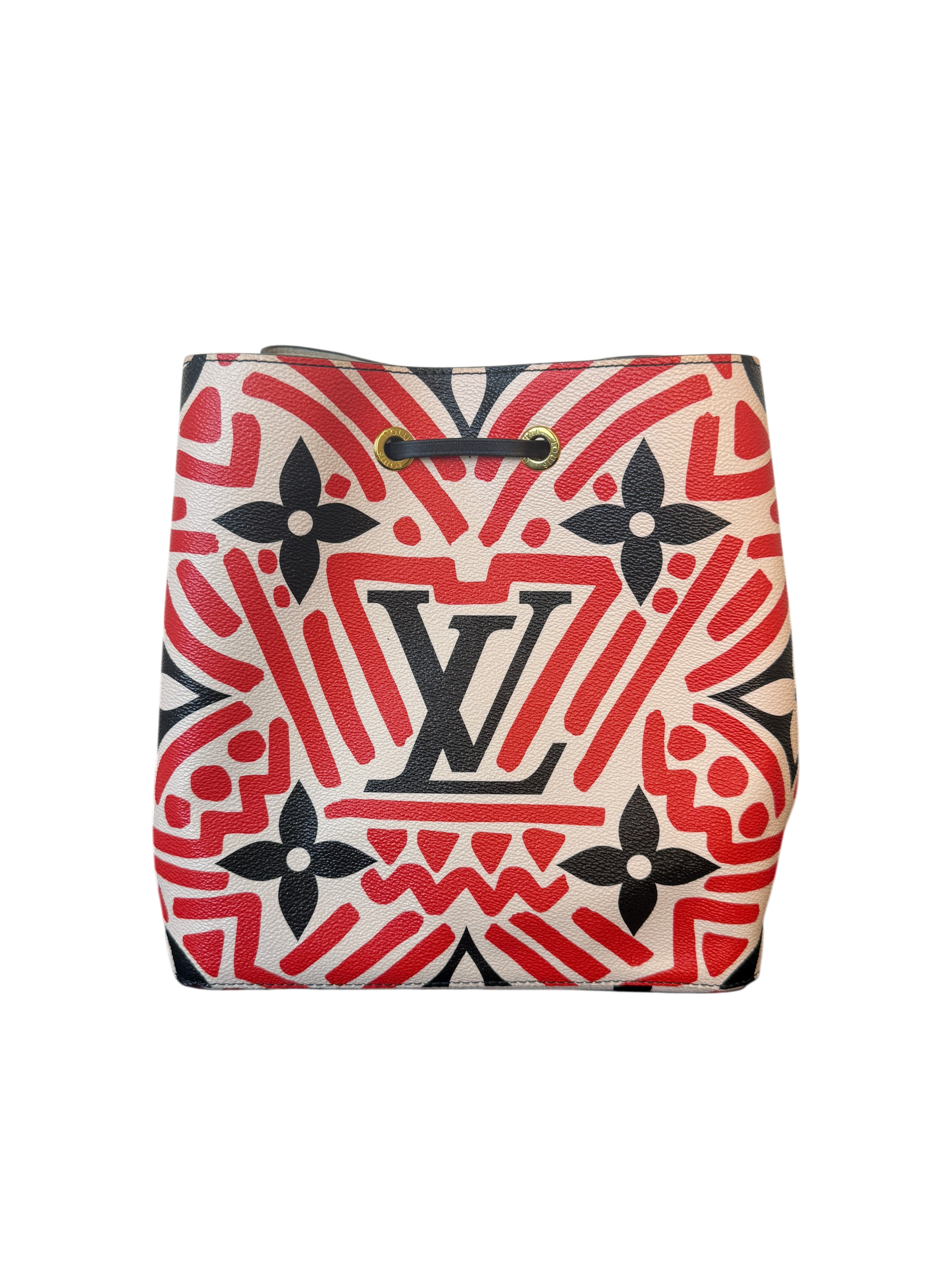 Louis Vuitton NeoNoe MM Limited Edition Crafty Monogram Giant Red and Black Bucket Bag