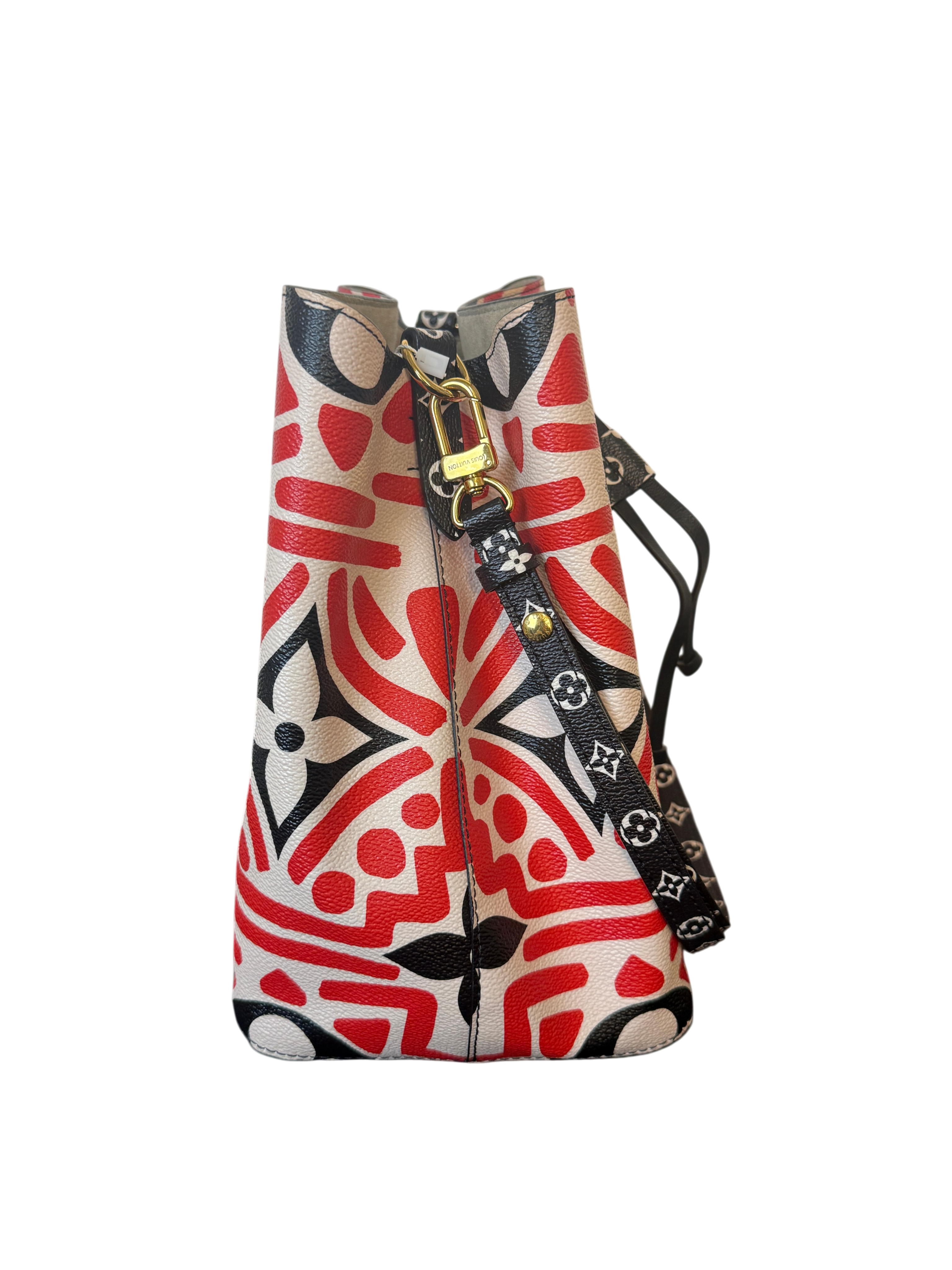 Louis Vuitton NeoNoe MM Limited Edition Crafty Monogram Giant Red and Black Bucket Bag