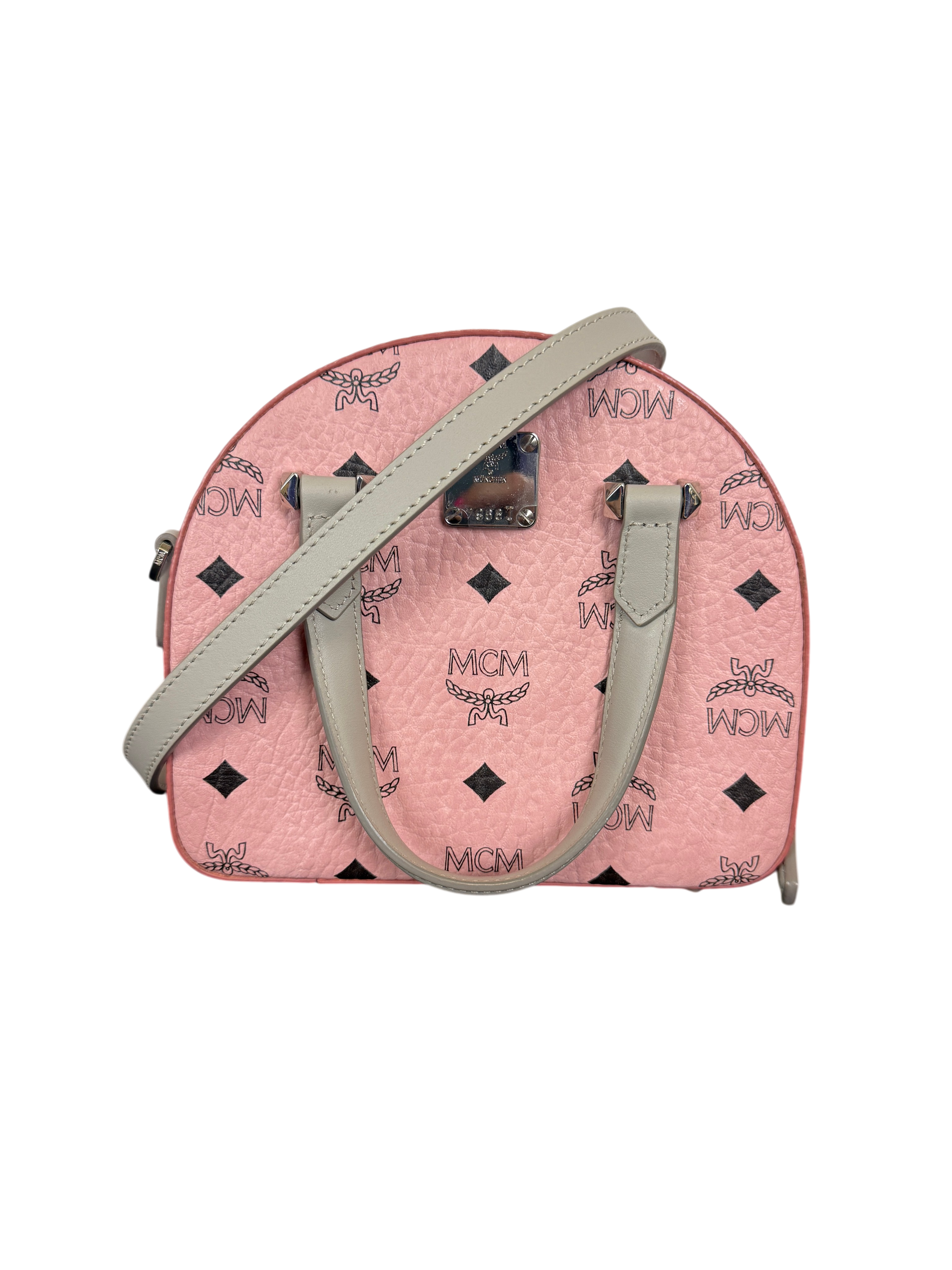 MCM Pink Visetos Dome Crossbody Bag
