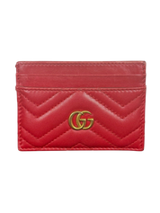 Gucci GG Marmont Red Leather Chevron Card Case