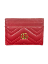 Gucci GG Marmont Red Leather Chevron Card Case
