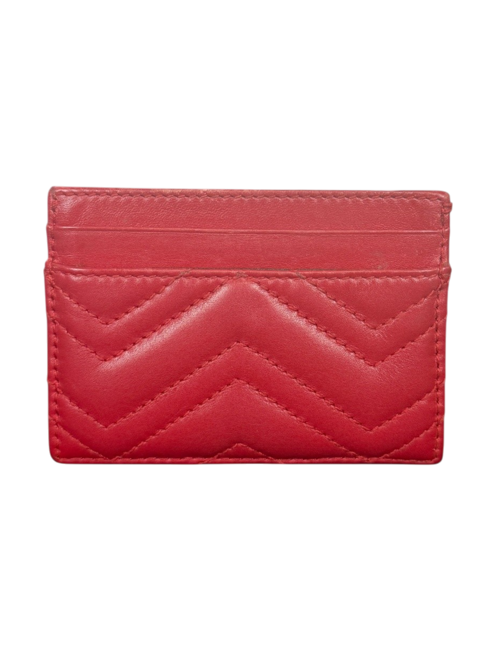 Gucci GG Marmont Red Leather Chevron Card Case
