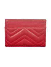 Gucci GG Marmont Red Leather Chevron Card Case